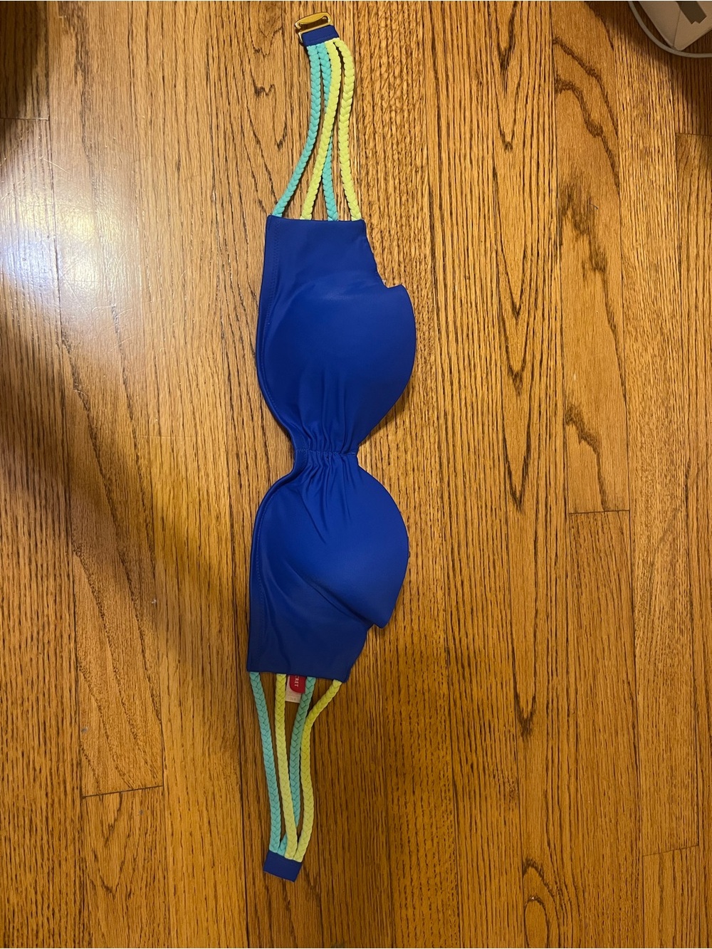 2000s Victoria's Secret Royal Blue Bandeau Bikini Top with Multicolor Straps